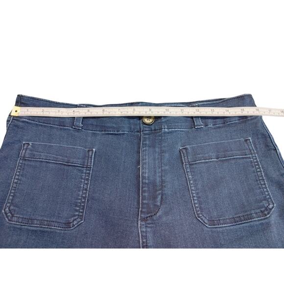 1822 Wide Leg Capri Denim Jean Dark Wash Big Pockets Mid Rise Womens Size 12 - Picture 4 of 6